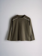 The Set 4 Pack Long Sleeve Piped T-Shirt Black/Green - Image 7 of 12