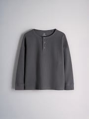 The Set Long Sleeve Waffle Henley T-Shirts 3 Pack Black/Grey - Image 5 of 9