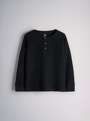 The Set Long Sleeve Waffle Henley T-Shirts 3 Pack Black/Grey - Image 6 of 9