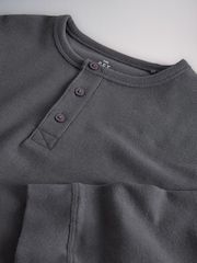 The Set Long Sleeve Waffle Henley T-Shirts 3 Pack Black/Grey - Image 9 of 9