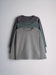 Navy Long Sleeve Washed T-Shirts 3 Pack - Image 1 of 6
