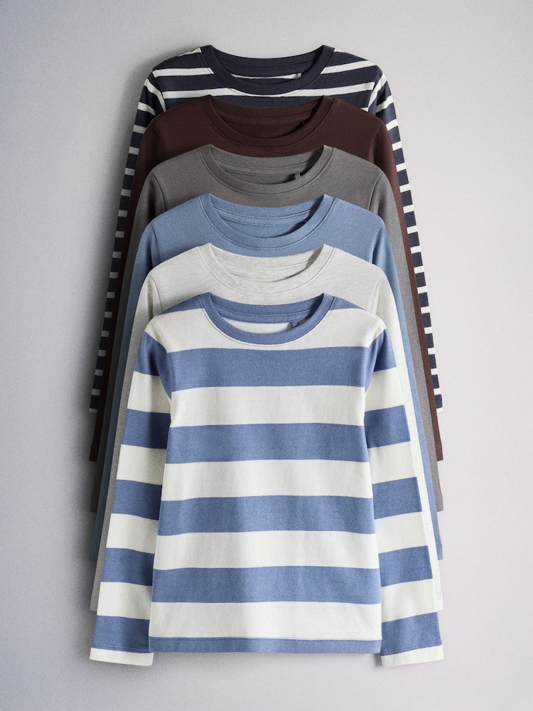 The Set 6 Pack Long Sleeve T-Shirt Blue - Image 1 of 9