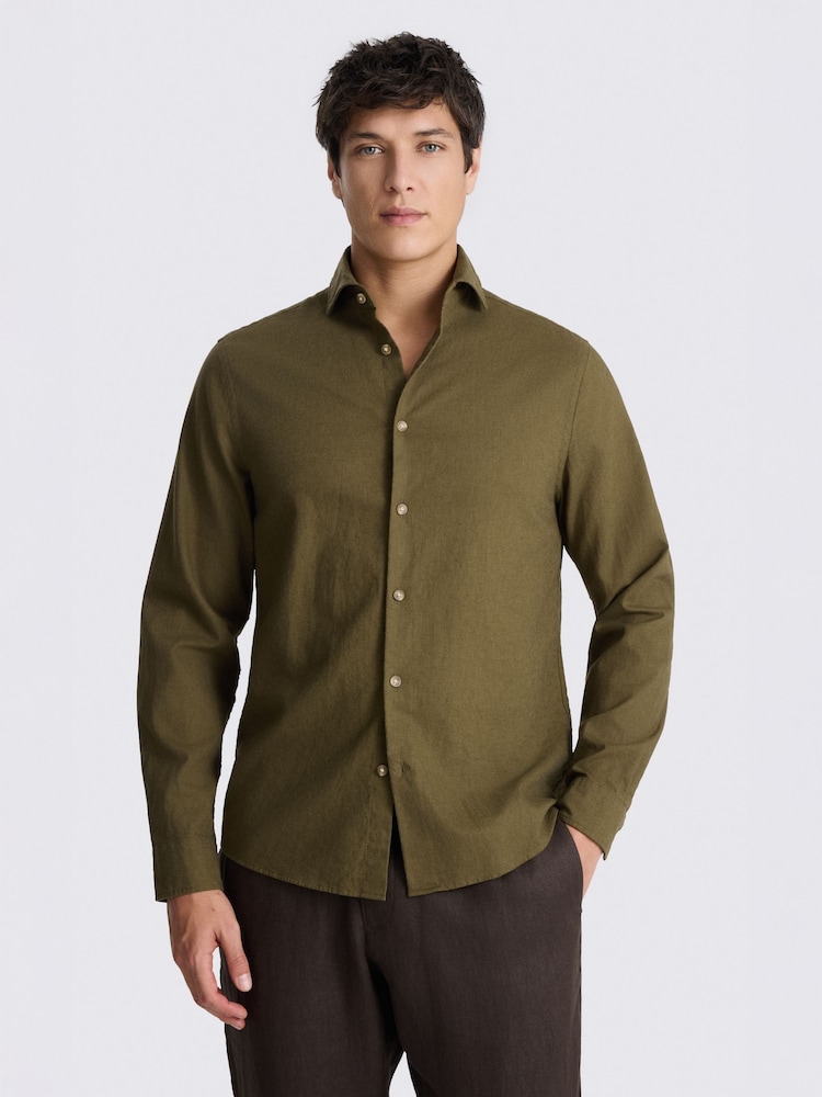 MOSS Green Cotton Linen Shirt - Image 1 of 3