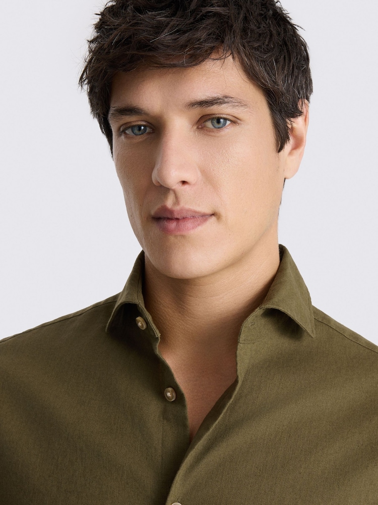 MOSS Green Cotton Linen Shirt - Image 3 of 3