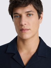 MOSS Blue Knitted Cuban Collar Shirt - Image 3 of 3