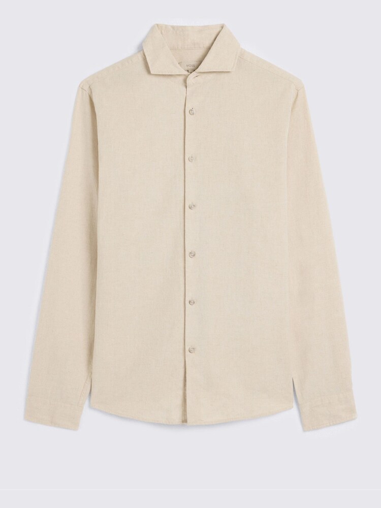 MOSS Neutral Cotton Linen Shirt - Image 4 of 4