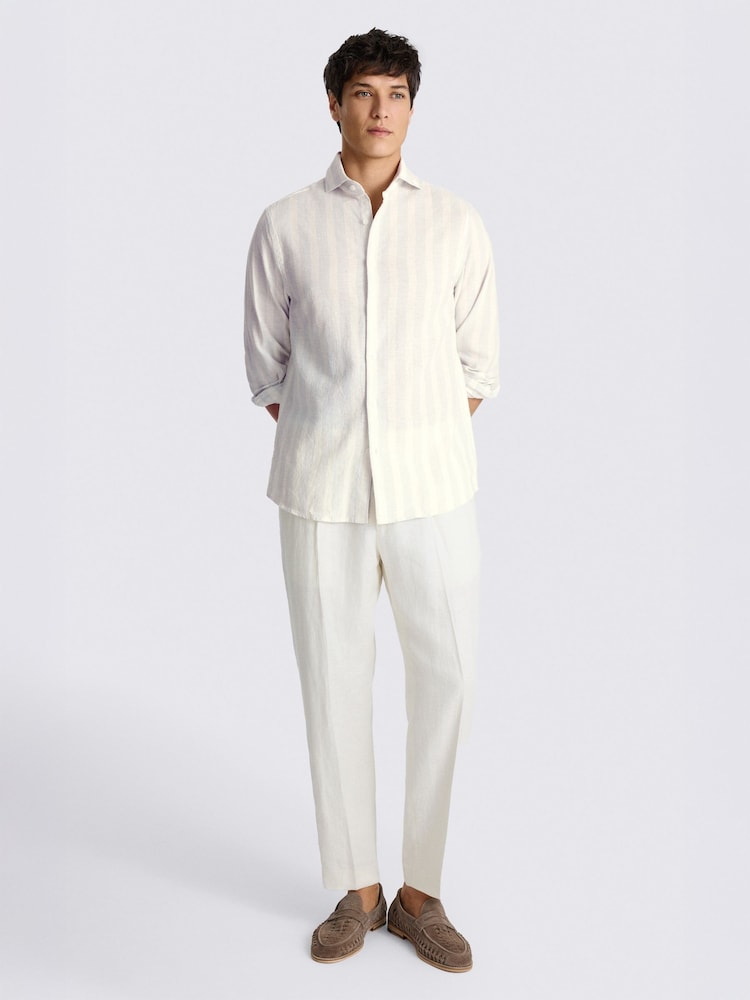 قميص مخطط واسع من مزيج القطن والكتان من MOSS - Image 2 of 3