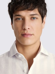 قميص مخطط واسع من مزيج القطن والكتان من MOSS - Image 3 of 3