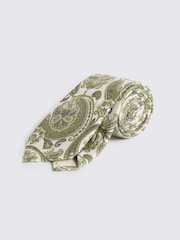 MOSS White, Bright Green & Navy Bottinelli Silk Paisley Tie - Image 1 of 2