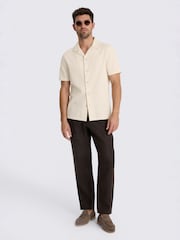 MOSS Natural Knitted Cuban Collar Shirt - Image 2 of 3