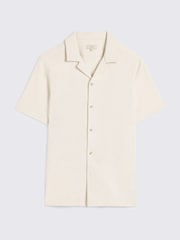 MOSS Ecru Knitted Cuban Collar Shirt - Image 4 of 4