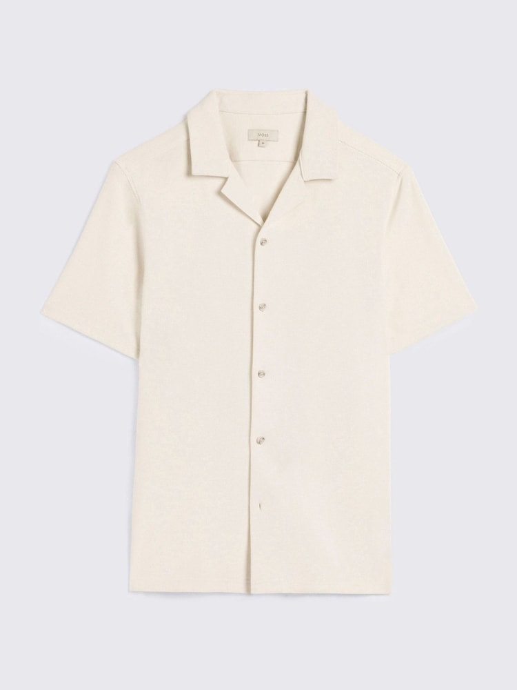 MOSS Ecru Knitted Cuban Collar Shirt - Image 4 of 4