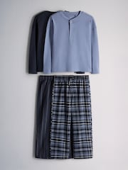 حزمة 2 بيجامة رجل Henley كُم طويل من The Set - صورة 1 من 11