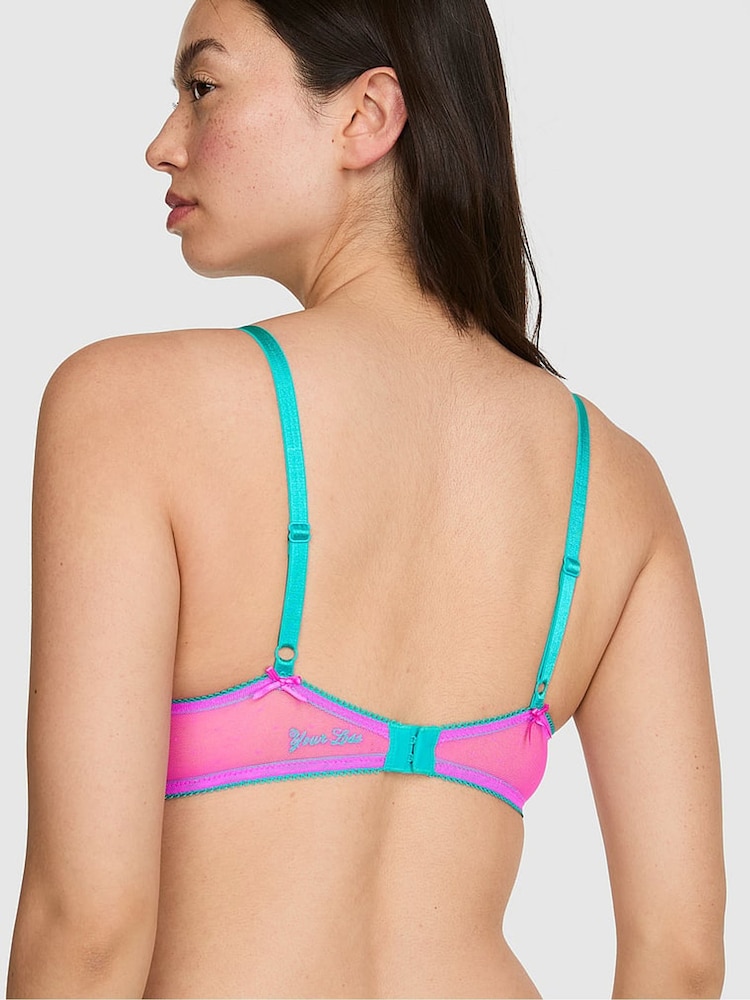 Victoria's Secret Pink Pink Berry Balcony Pop Stitch Embroidery Bra - Image 2 of 2 Victoria's Secret Pink Pink Berry Balcony Pop Stitch Embroidery Bra - Image 2 of 2