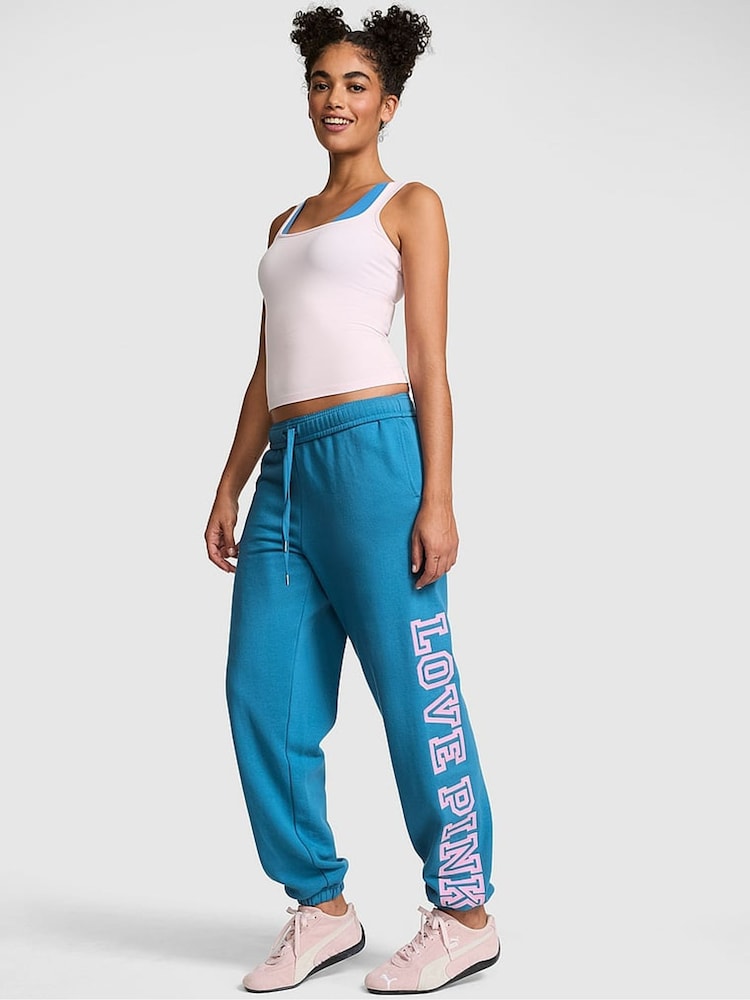Victoria's Secret PINK Varsity Blue Cuffed Fleece Joggers - Image 1 of 2 Victoria's Secret PINK Varsity Blue Cuffed Fleece Joggers - Image 1 of 2