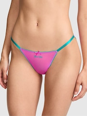 Victoria's Secret Pink Lilac Purple String Bikini Pop Stitch Embroidery Knickers - Image 1 of 2