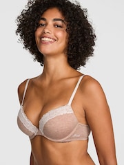 Victoria's Secret PINK Praline Nude Super Push Up Lace Trim Bra - Image 1 of 2