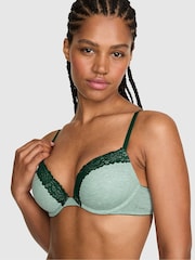 Victoria's Secret PINK Soft Sage Green Super Push Up Lace Trim Bra - Image 1 of 2