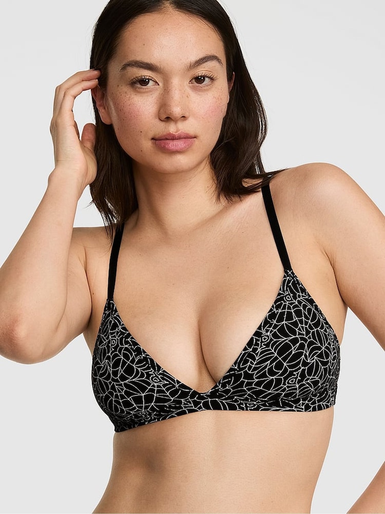 Victoria's Secret Pink Black Spiderweb Print Triangle Bralette - Image 1 of 2