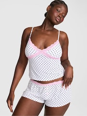 Victoria's Secret Pink White Polka Dots Modal Lace Micro Short Pyjama Bottoms - Image 1 of 2