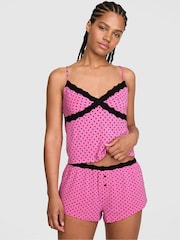 Victoria's Secret Pink Sizzling Strawberry Polka Dots Modal Lace Micro Short Pyjama Bottoms - Image 1 of 2