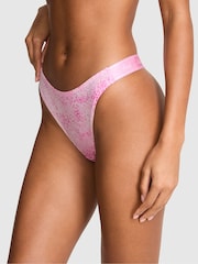 Victoria's Secret PINK Coconut Pink Leopard Print Thong Cotton Logo Knickers - Image 1 of 2