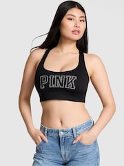 Victoria's Secret Pink Black Shine Relay Racerback Sports Bra - Image 1 of 3