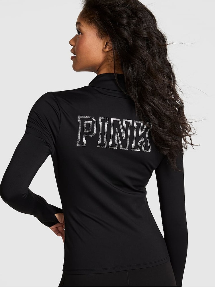 Victoria's Secret Pink Black Shine Relay Full Zip Jacket - Image 3 of 3 Victoria's Secret Pink Black Shine Relay Full Zip Jacket - Image 3 of 3