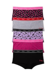 Victoria's Secret PINK Black/Pink Halloween Print Boyshort 5 Pack Logo Knickers - Image 1 of 1