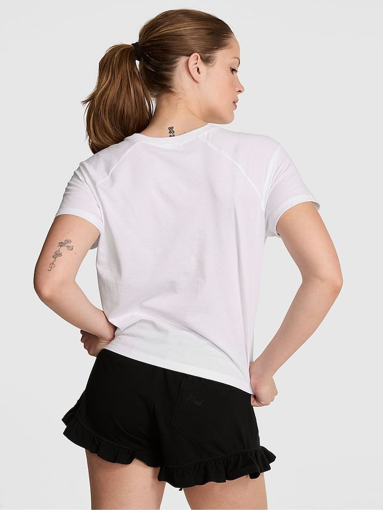 Victoria's Secret Pink White Spider Print Pocket Pyjama Top - Image 2 of 2