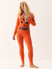 Victoria's Secret Pink Orange Pumpkin Halloween Onesie - Image 1 of 4