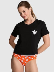 Victoria's Secret Pink Black Ghost Halloween Print Pocket Pyjama Top - Image 1 of 2