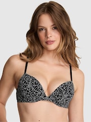 Victoria's Secret Pink Black Spiderweb Print Super Push Up Bra - Image 1 of 2