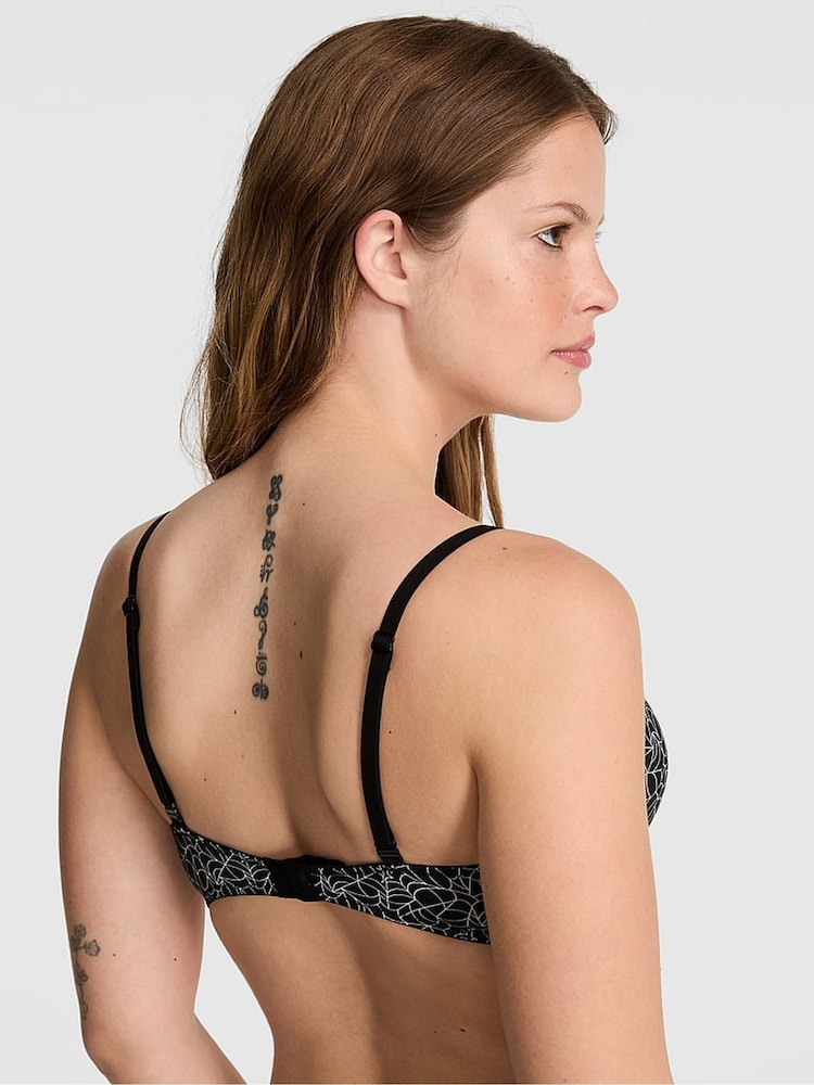 Victoria's Secret Pink Black Spiderweb Print Super Push Up Bra - Image 2 of 2 Victoria's Secret Pink Black Spiderweb Print Super Push Up Bra - Image 2 of 2