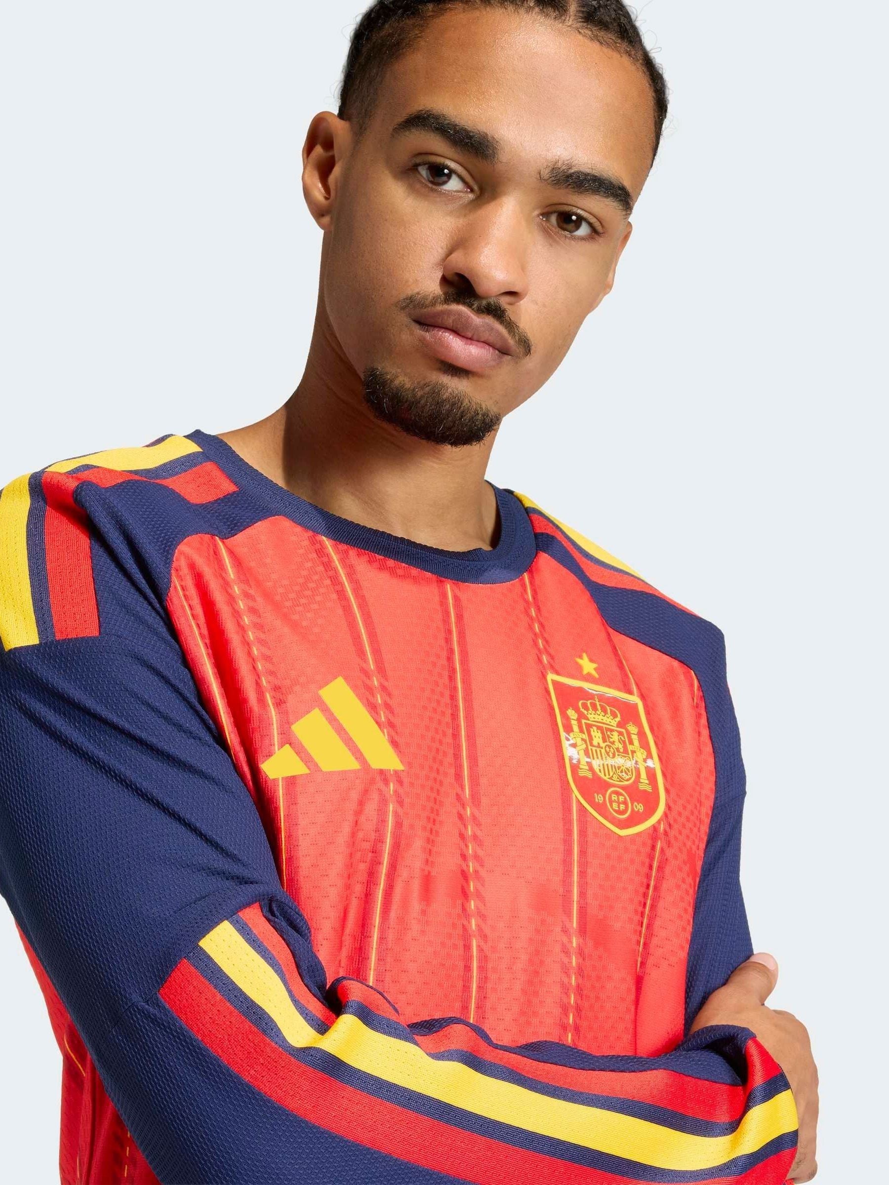 Buy adidas Red Spain 26 Home Authentic Long Sleeve Sweat Top from