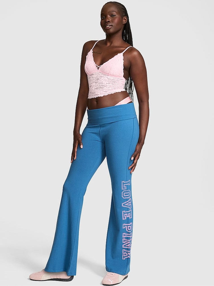 Victoria's Secret PINK Varsity Blue Foldover Leggings - Image 1 of 2 Victoria's Secret PINK Varsity Blue Foldover Leggings - Image 1 of 2