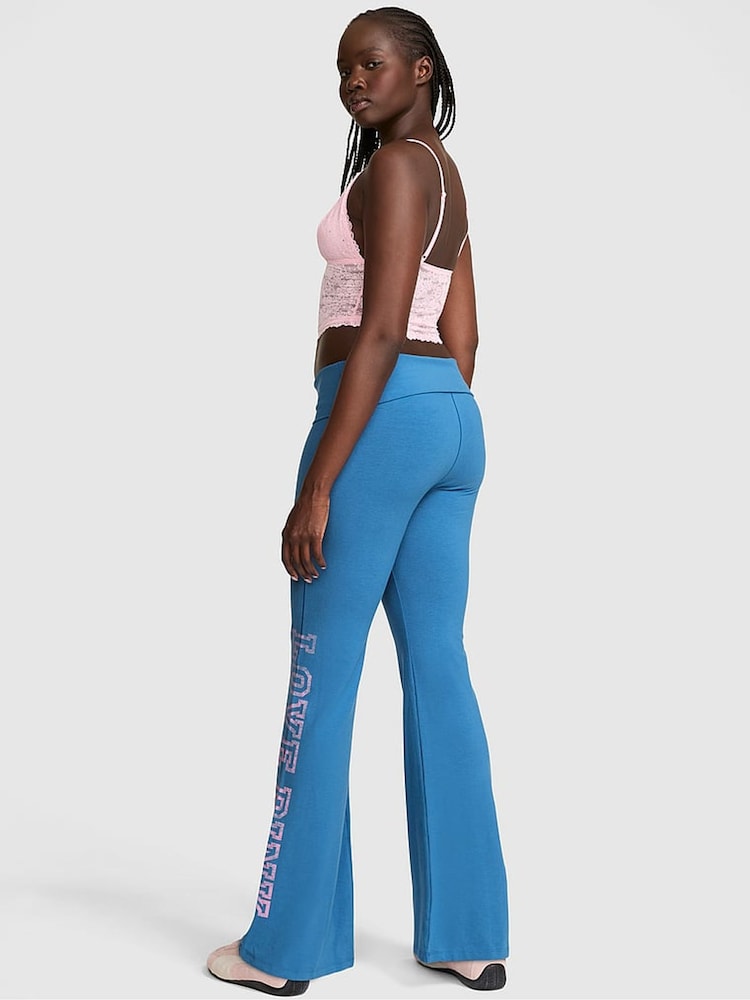 Victoria's Secret PINK Varsity Blue Foldover Leggings - Image 2 of 2 Victoria's Secret PINK Varsity Blue Foldover Leggings - Image 2 of 2