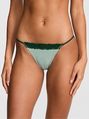Victoria's Secret PINK Soft Sage Green Bikini Cotton Heather Lace Trim Knickers - Image 1 of 2