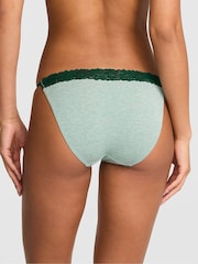 Victoria's Secret PINK Soft Sage Green Bikini Cotton Heather Lace Trim Knickers - Image 2 of 2