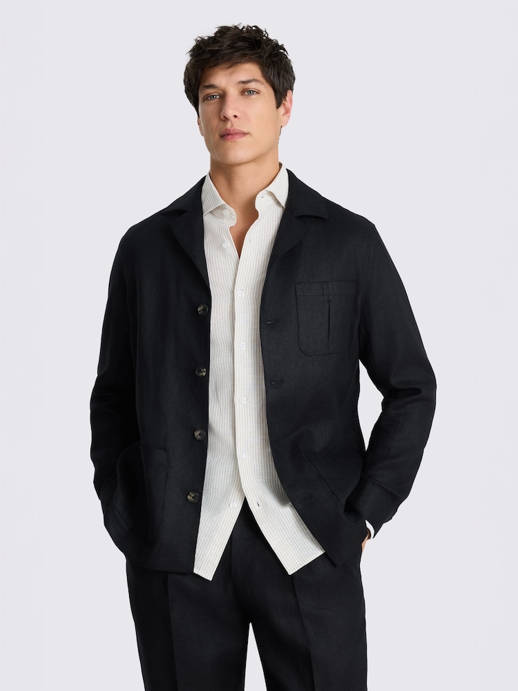 MOSS Black Twill Linen Shacket - Image 1 of 4