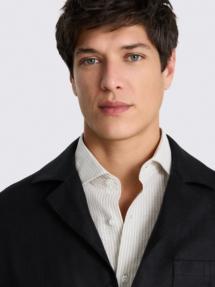 MOSS Black Twill Linen Shacket - Image 4 of 4