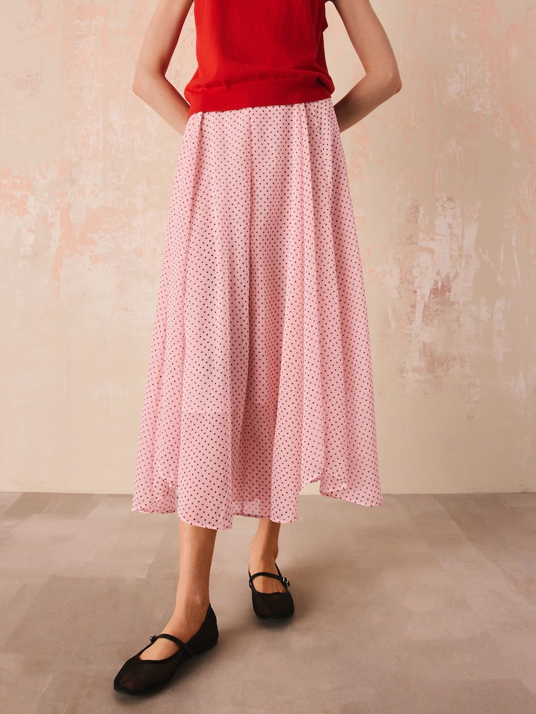 Cath Kidston Ecru Spot Godet Ruffle Maxi Skirt - Image 1 of 6