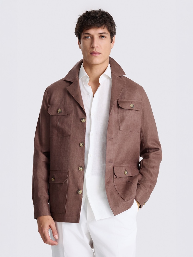 MOSS Mauve Twill Linen Shacket - Image 1 of 4