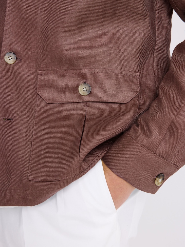 MOSS Mauve Twill Linen Shacket - Image 4 of 4
