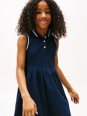 Tommy Hilfiger Blue Essential Sleeveless Fit And Flare Polo Dress - Image 4 of 7