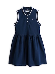 Tommy Hilfiger Blue Essential Sleeveless Fit And Flare Polo Dress - Image 7 of 7