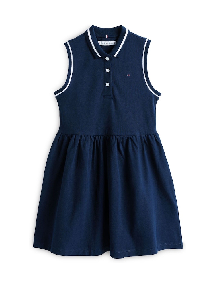 Tommy Hilfiger Blue Essential Sleeveless Fit And Flare Polo Dress - Image 7 of 7 Tommy Hilfiger Blue Essential Sleeveless Fit And Flare Polo Dress - Image 7 of 7
