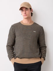 Lacoste Light Cream Classic Fit Knitted Crew Neck Sweater - Image 1 of 6