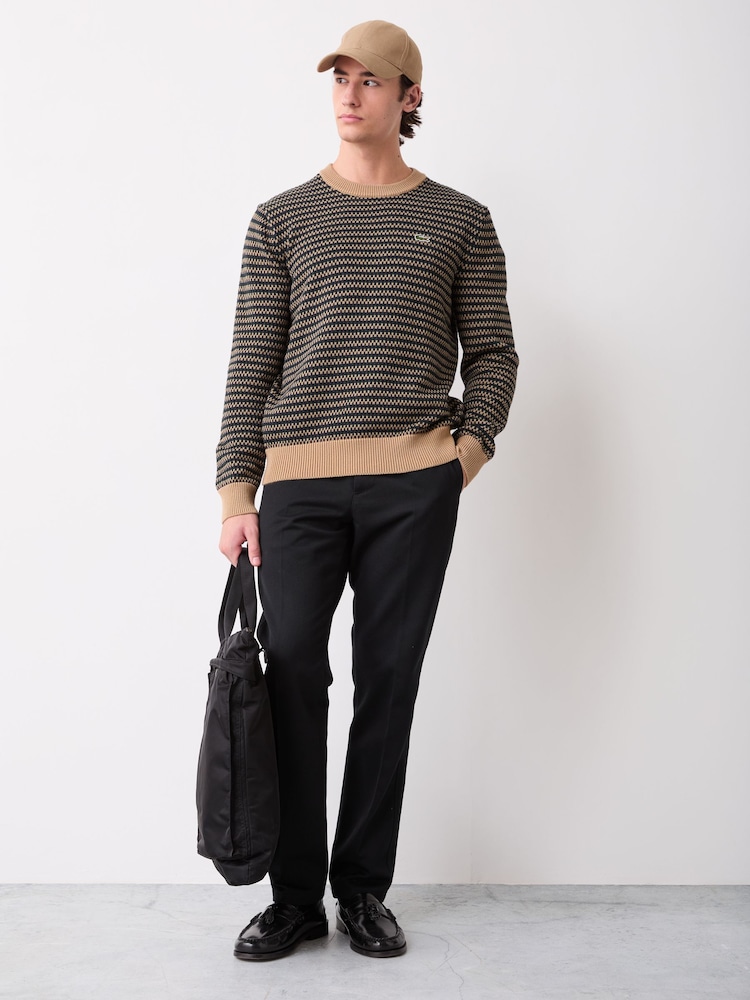 Lacoste Light Cream Classic Fit Knitted Crew Neck Sweater - Image 2 of 6 Lacoste Light Cream Classic Fit Knitted Crew Neck Sweater - Image 2 of 6