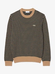 Lacoste Light Cream Classic Fit Knitted Crew Neck Sweater - Image 5 of 6